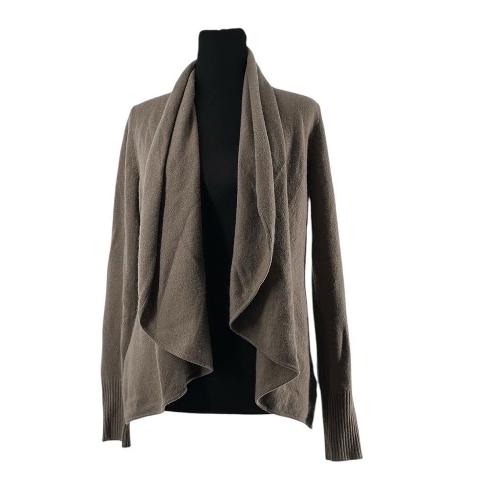 Saks Fifth Avenue cashmere cardigan Taupe luxury old money soft warm sz S